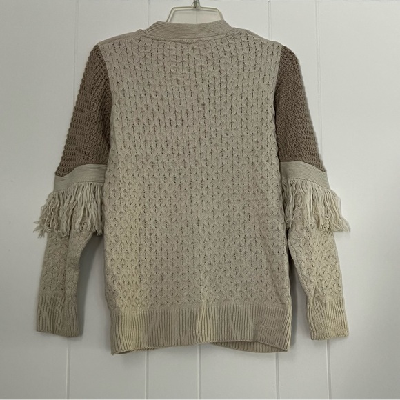 Cozy Cable Knit and Fringe Cardigan - Neutral Gray Brown - Picture 5 of 7